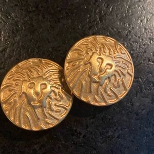 Anne Klein Lions Head Clip-On Statement Earrings